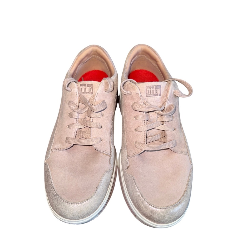 Fitflop Freya Pink Suede Metallic Accent Lace Up Sneakers Shoes‎ US 7.5 EUR 38.5